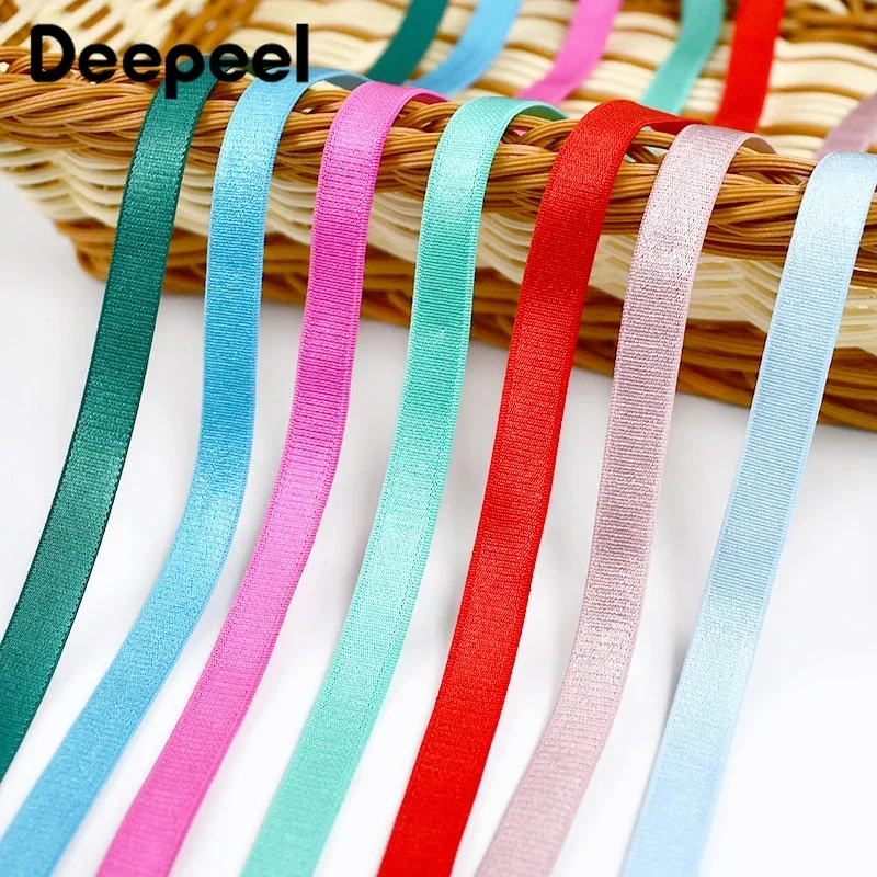 5/10Meters Deepeel 10mm Colored Nylon Elastic Bands Soft Bra Ribbon Shoulder Strap Clothing Belt DIY Sewing Decoration Accessory