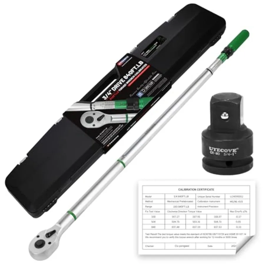 3/4-Inch Drive Click Torque Wrench, Dual-Direction Click Profional Torque Wrench 160-840FT.LB/135-815N.M, Dual Range Scales Gra