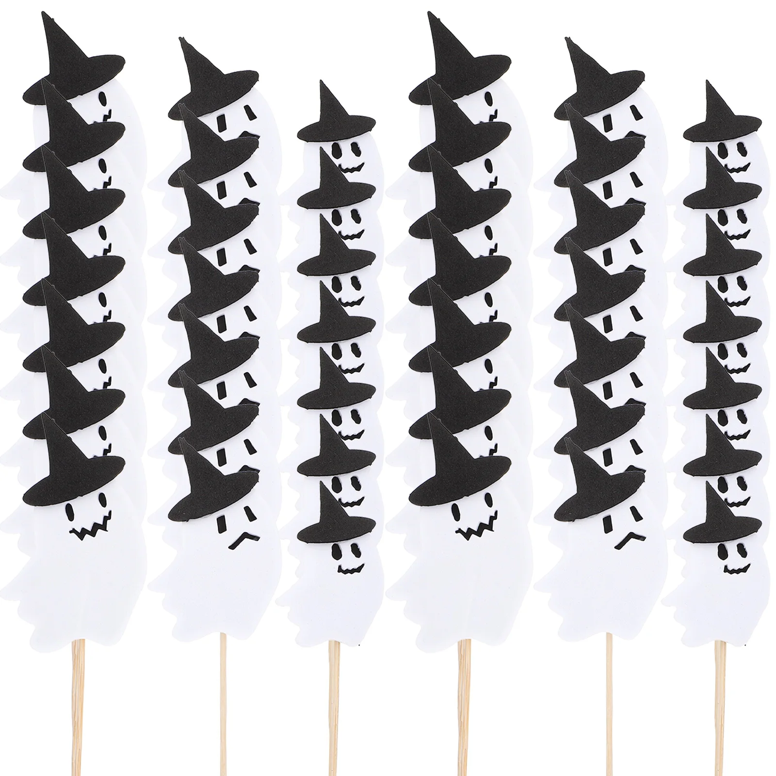 

30pcs Cake Picks White Ghost Halloween Cupcake Toppers Dessert Inserts Party Supplies Bakery Decorations