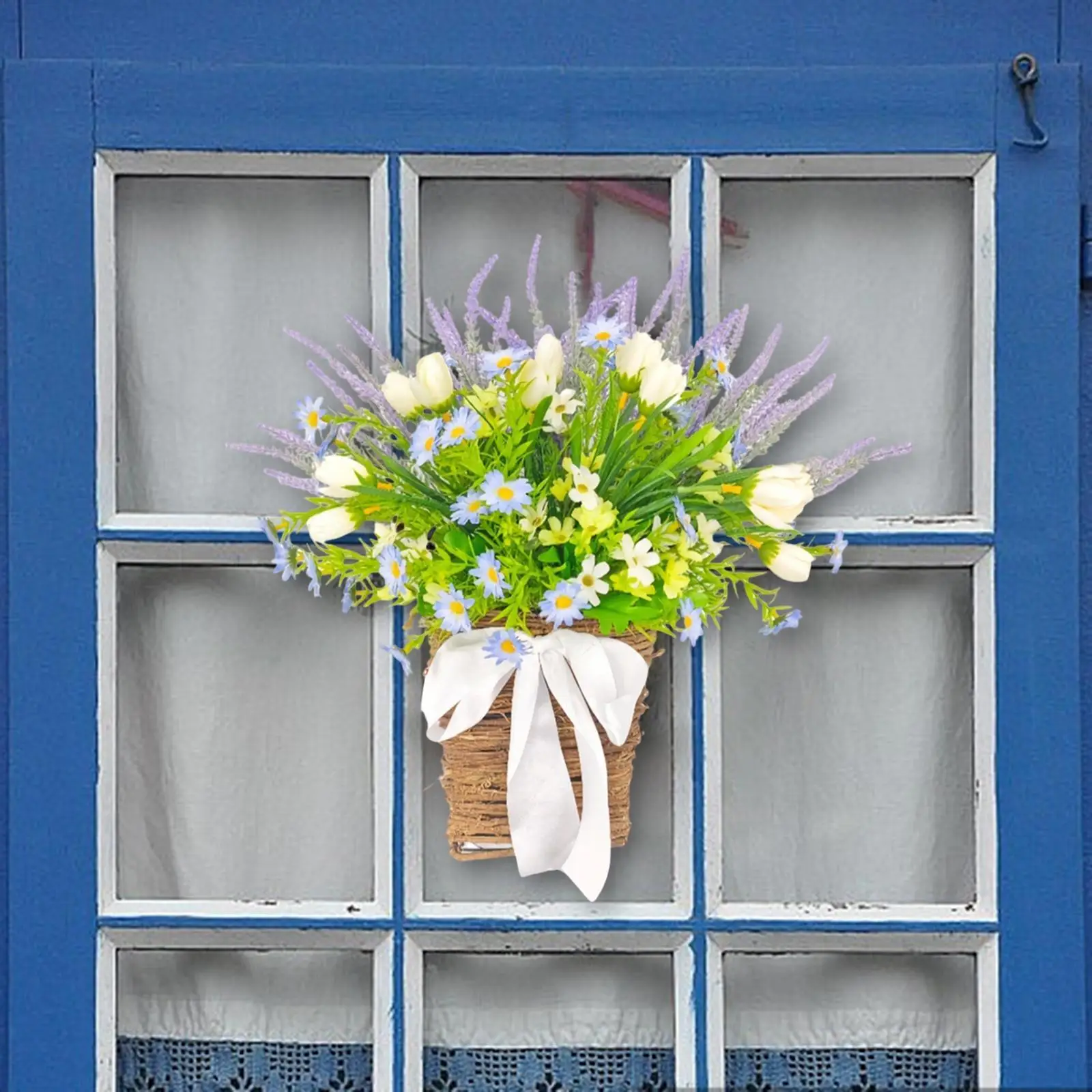 Deurhanger Mand Krans Hangend Ornament Foto Props Decoratieve Lente Voordeur Krans voor Plank Buiten