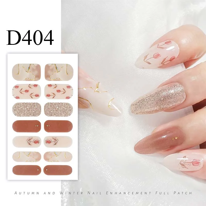 Shiny colour Nail Sticker High Quality Nail Stickers for Women Girls Self Adhesive 3D Decor Stickers for Nail Charms D404