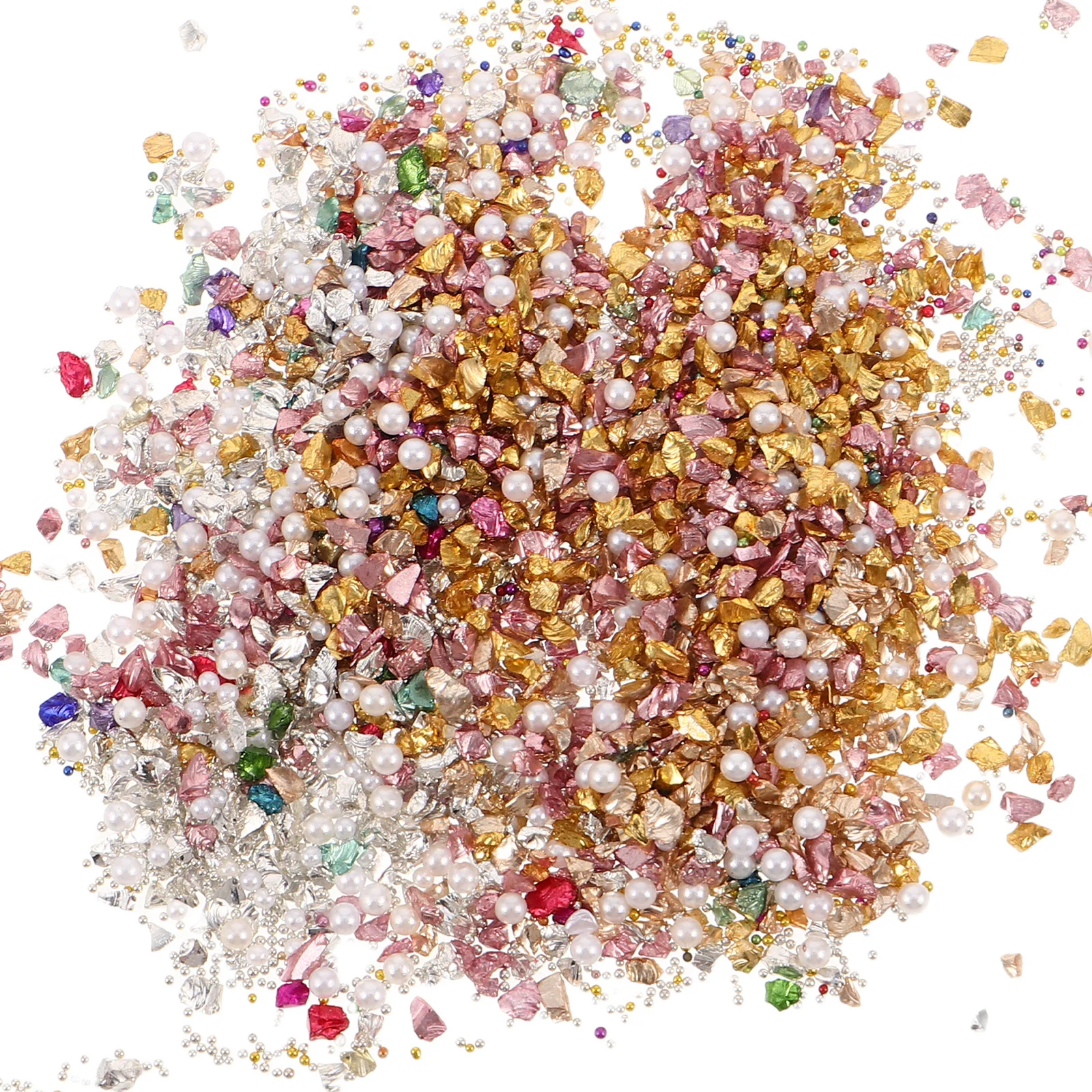 분쇄된 돌 라인스톤 3D 미니 진주 네일 아트 보석 불규칙한 모양 금색 은색 분홍색 무지개빛 색조 DIY 공예 액세서리