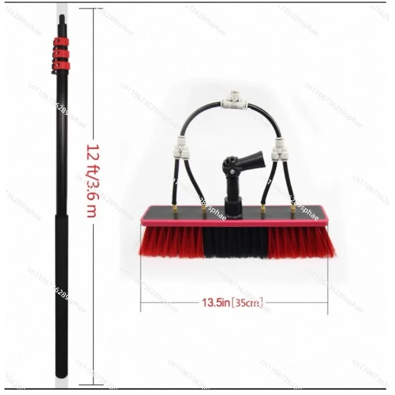 9m Window Cleaning Brush Telescopic Rod Photovoltaic Panel Cleaning Brush Water Spray Flow-through Brush