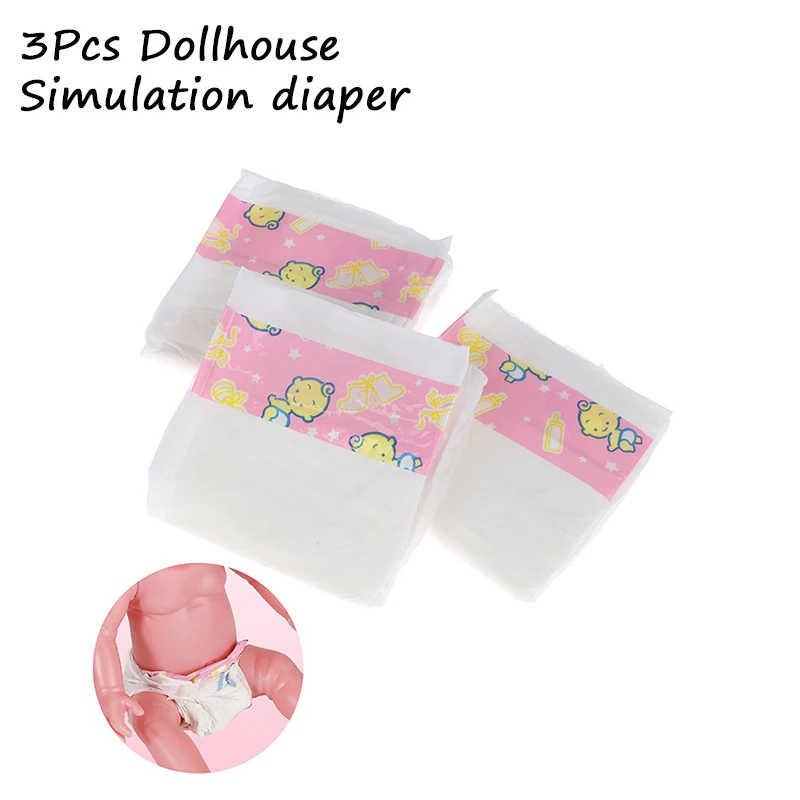 3Pcs Miniature Doll Diaper Pants Wearable Baby Doll Accessories Kid DIY Toy Gift for 1:6 1:12 Dollhouse