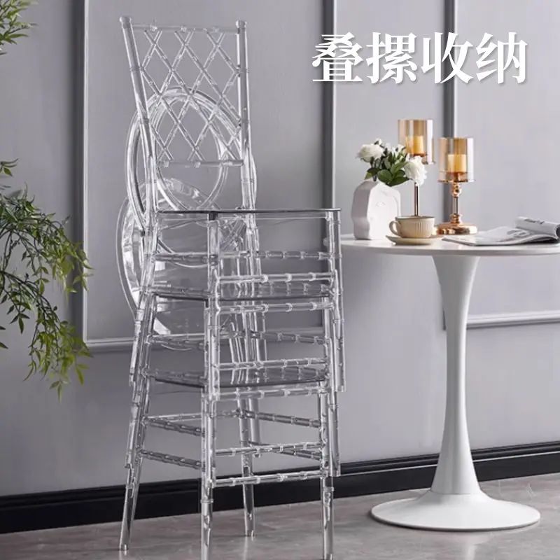 Transparent acrylic simple bamboo banquet wedding outdoor garden luxury hotel special crystal chair