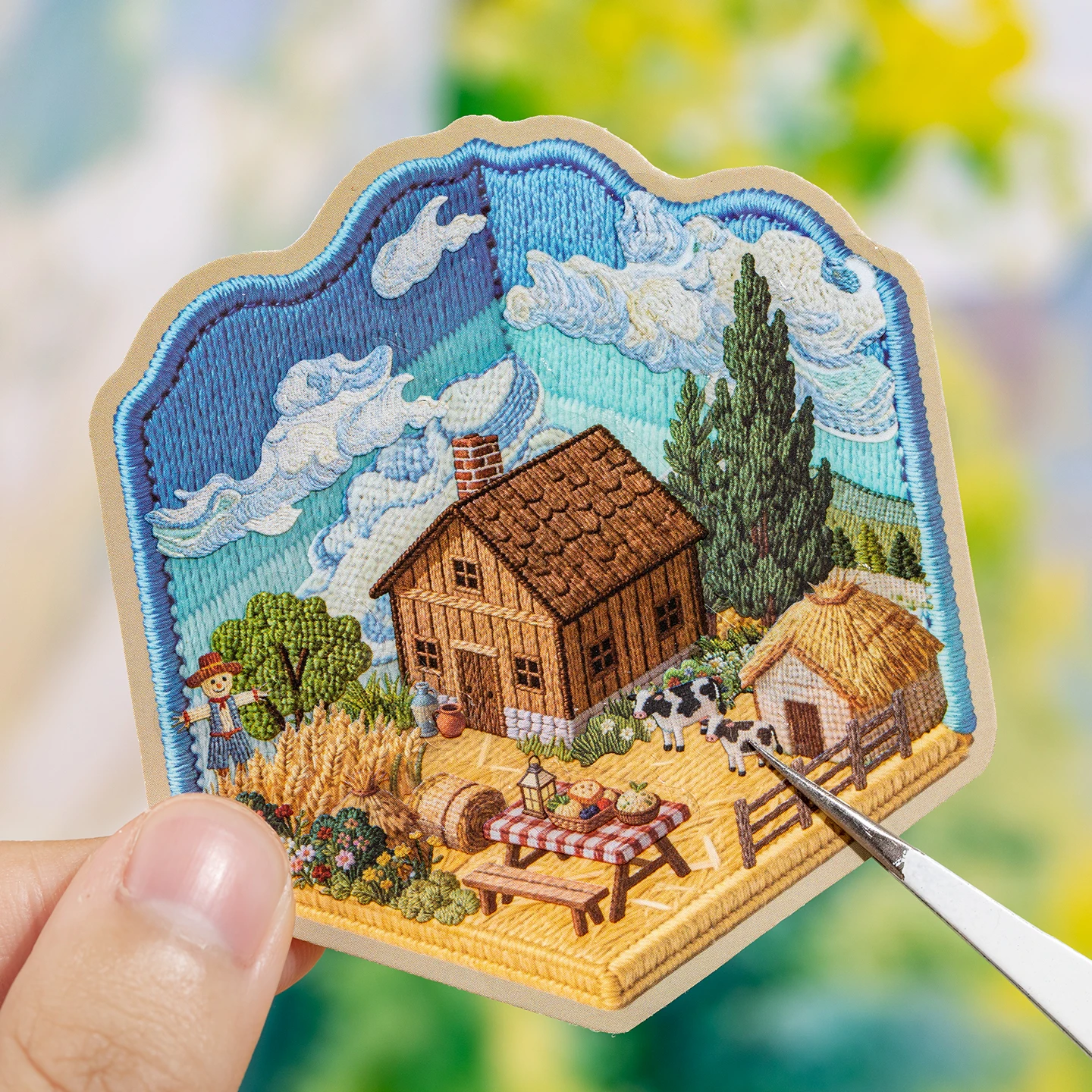3D Faux Embroidery Landscape Mini Diorama Stickers, Relaxing Journal Decor Stickers, Fun Time-Killing Craft Supplies