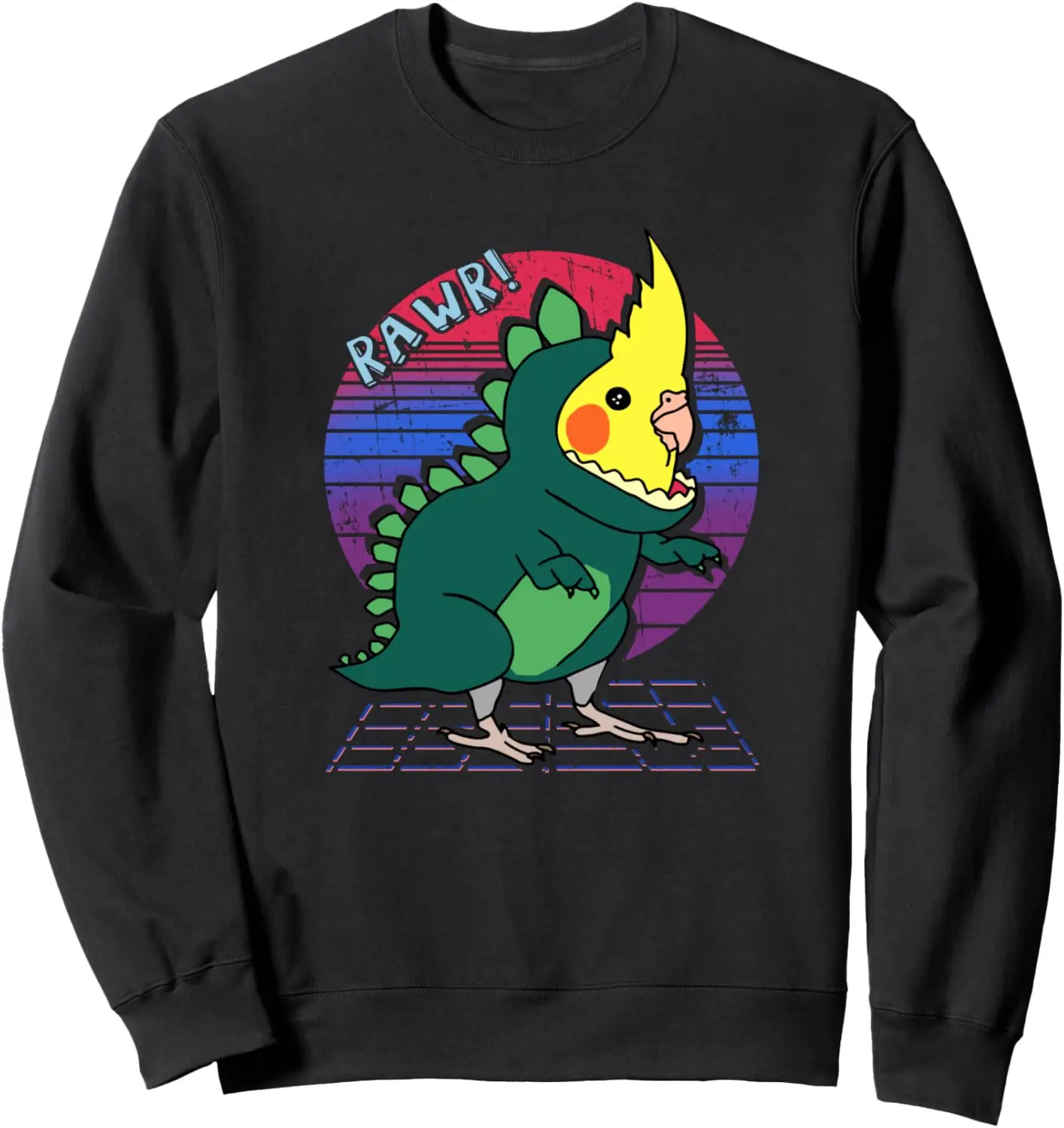 

Aesthetic Vaporwave Cockatiel Dinosaur | Funny Birb Parrot Sweatshirt