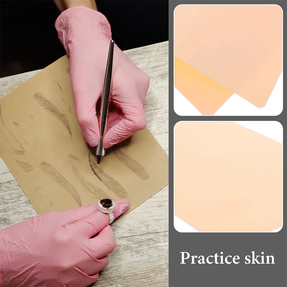 10Pcs Tattoo Practice Silicone Fake Skin for Tattooing Realistic Texture Reusable Practice Skin for Lip Microblading