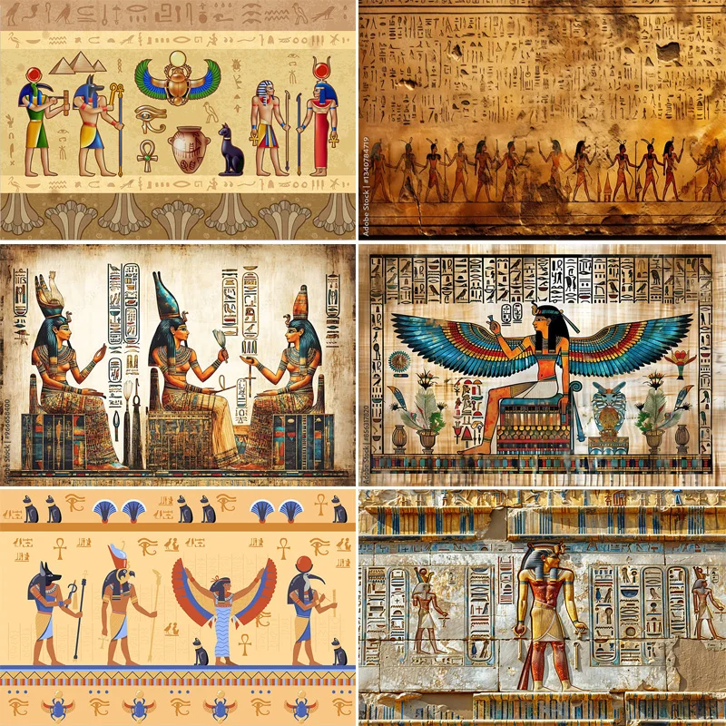 Ancient Egyptian Hieroglyphic Carving Bas Relief Photography Backdrops Frescoes Funerary Formulas Papyrus Spells Background AJ02