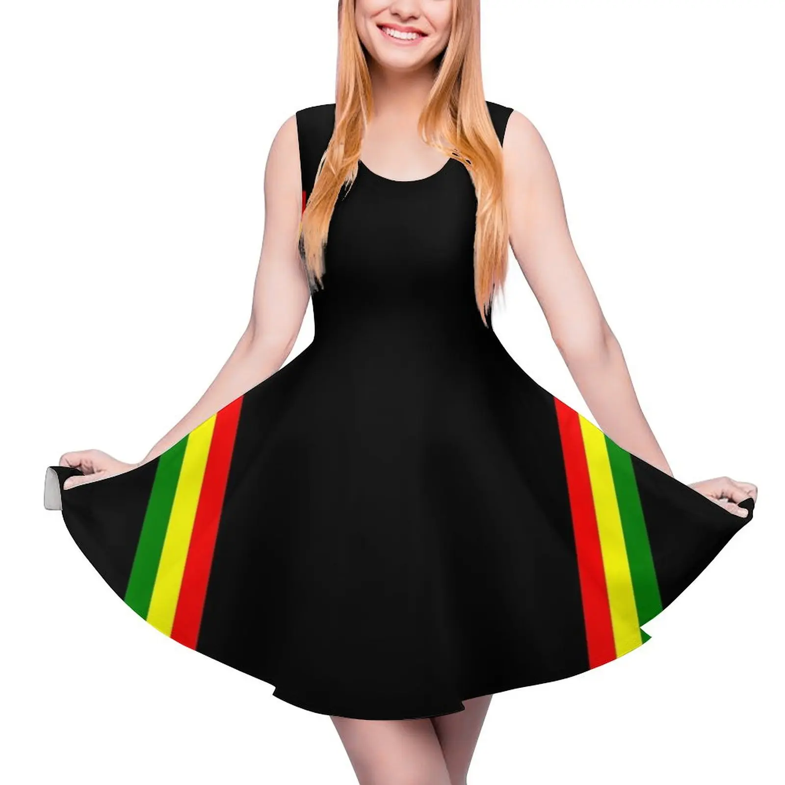 Rasta Stripe Rasta Color Pattern Sleeveless Dress Beachwear clothes for women dresses ladies 2024 summer