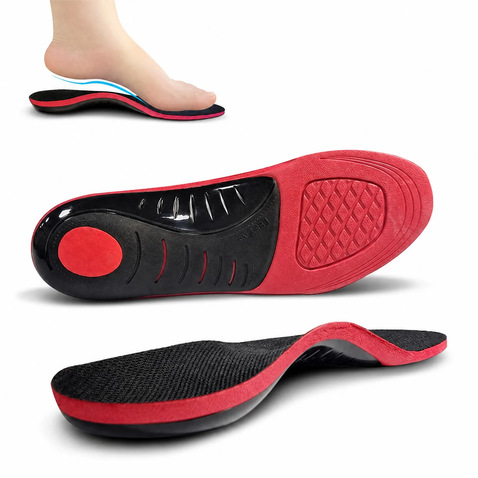 Orthotic Arch Support Insoles Heavy Duty Plantar Fasciitis Shoe Inserts Cuttable Pressure Relief Insoles for Standing Sports