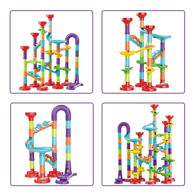 Marmor laufen Rennstrecke Bausteine Kinder 3d Labyrinth Ball Roll Spielzeug DIY Marmor laufen Rennen Untersetzer Set Weihnachts geschenk