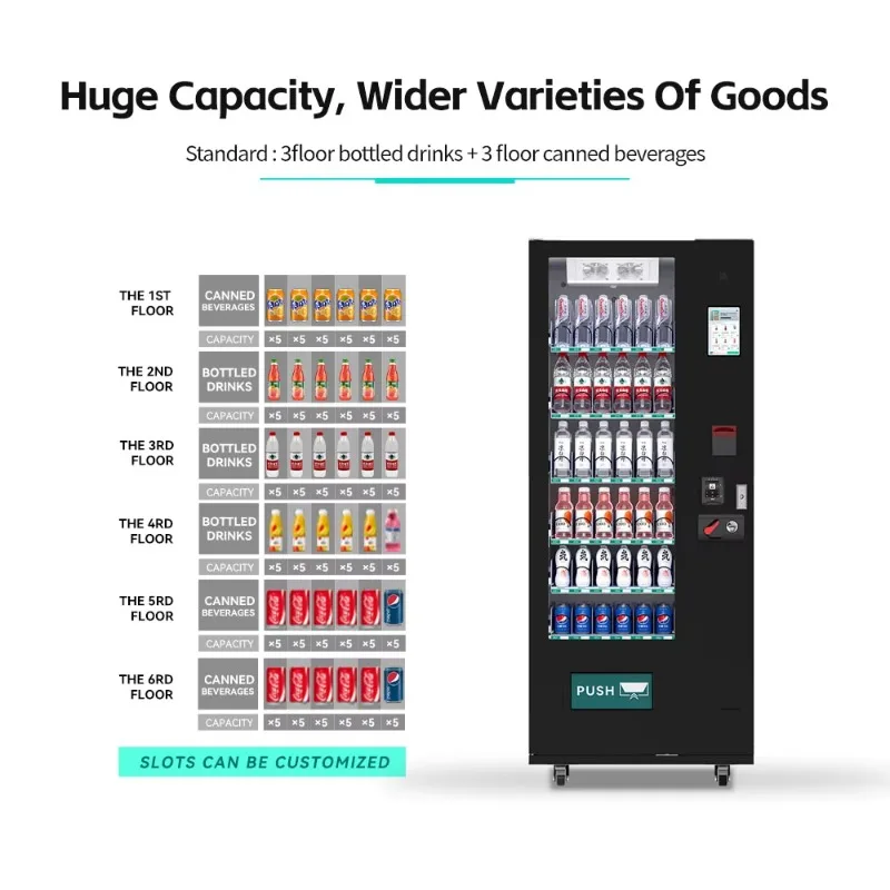 آلات بيع المشروبات ذات درجة الحرارة المخصصة كومبو آلة بيع الوجبات الخفيفة للمشروبات الصودا الأوتوماتيكية مع دفع بطاقة الائتمان #4