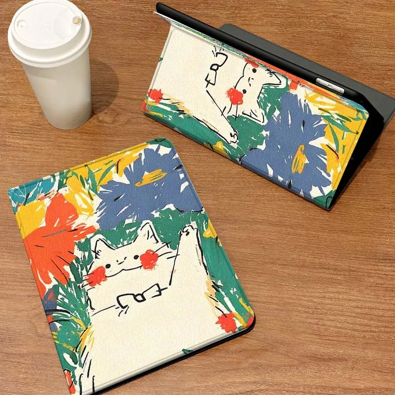 

Cat Flower Sea Illustration For Samsung Galaxy Tab A7 A9 A11 S6 A11 A8 S11 Lite Plus 10.4 10.5 10.1 Inch Tablet Case