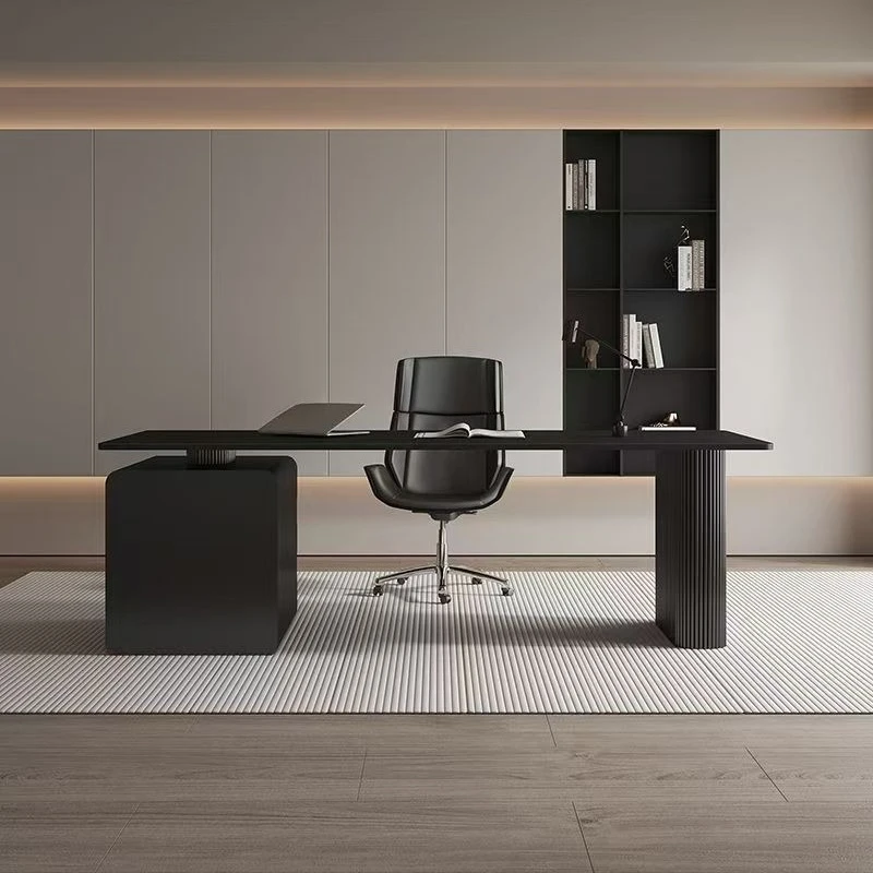 Minimalist Slate Desk Modern Home Light Luxury Premium desk Black with Drawers fashionable mesa para escritório Office furniture