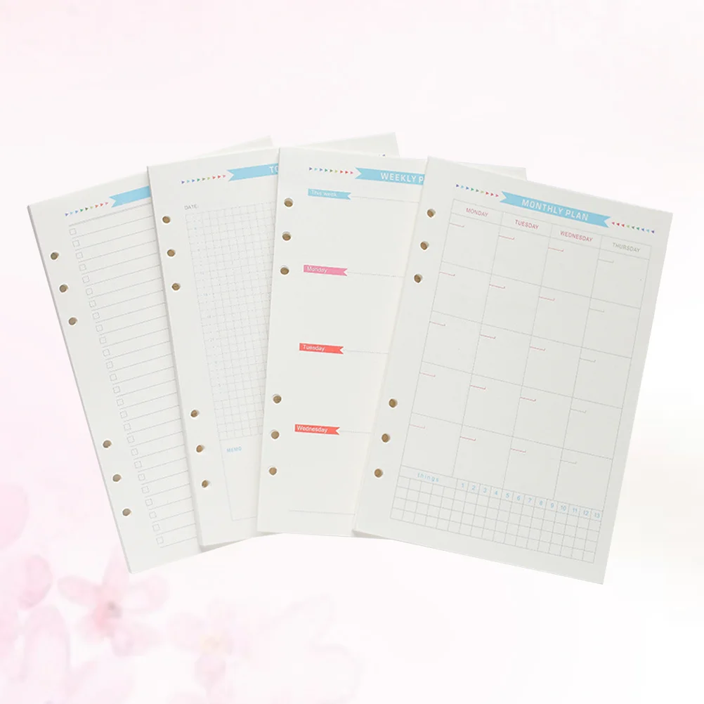 1 set A6 Loose Leaf Refill Paper For 6-Ring Binder Planner Monthly Weekly Daily To-Do List Filler Sheets Notebook Replacement