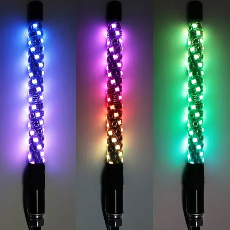 LED Whip Lights IP68 12V-24V Bluetooth Remote Control Voice control Colorful LED Whip Lights For UTV ATV Off Road Truck Sand RZR