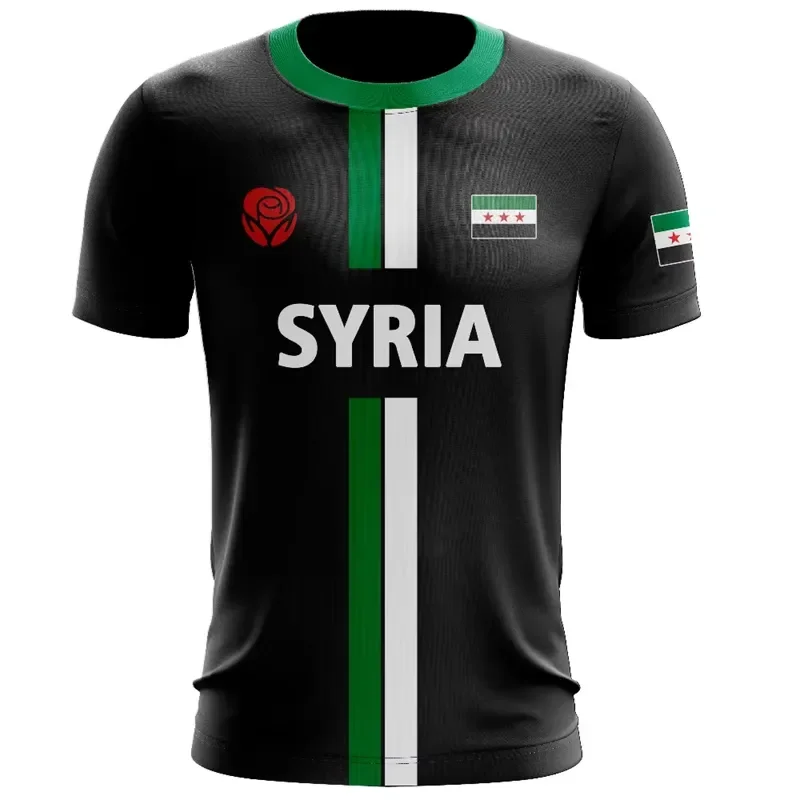 for Syria Football Jersey T Shirt Men Outdoor Sports 3d Printed Syrian Flag Short Sleeve Oversized Tops Casual Tee Shirts view 4