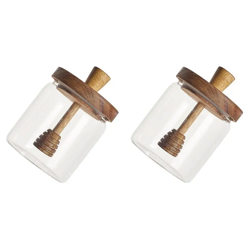 

Стеклянная банка для меда ALIM-Wooden Dipper Included, 500 мл, герметичный контейнер для хранения меда для кухни и столовой.