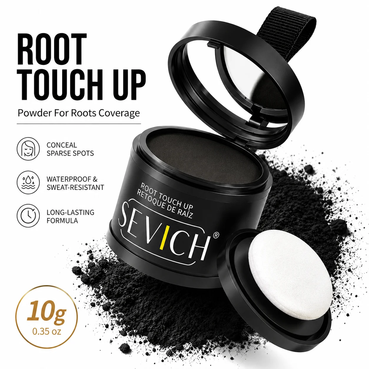 SEVICH10g Hairline Powder Root Cover Up Black Waterproof Hair Shadow Powder Natural Cove Hair Loss Hairline Shadow Conceale Gift