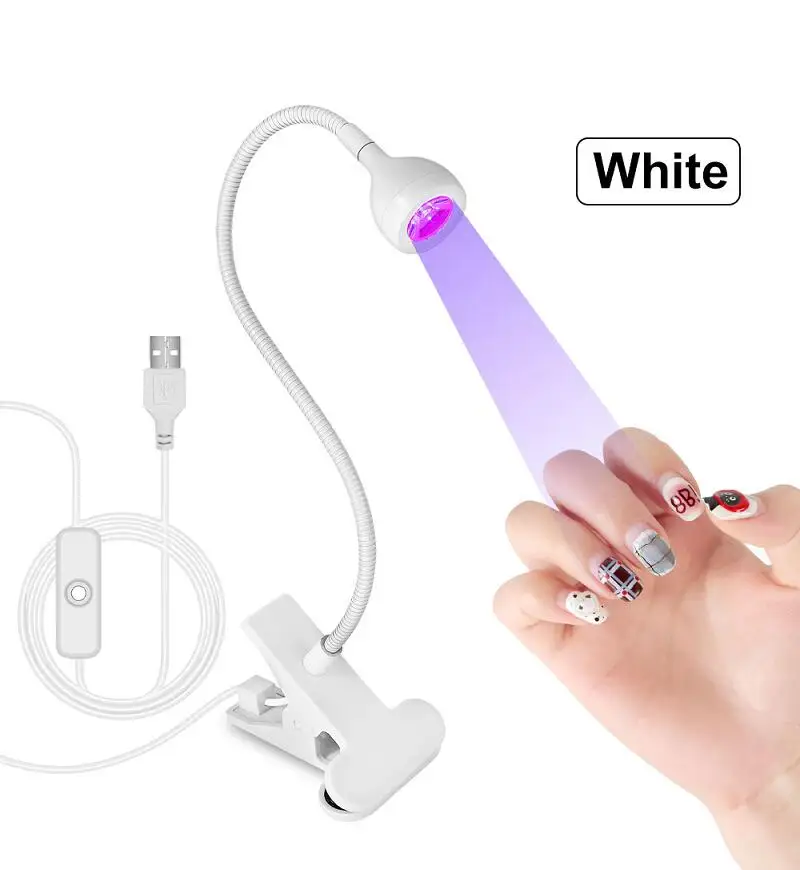 LED Nail Lamps 3W Flexible Gooseneck Lamp Quicky Dry Nail Manicure Dryer Gel Polish Curing Light for Gel Nails