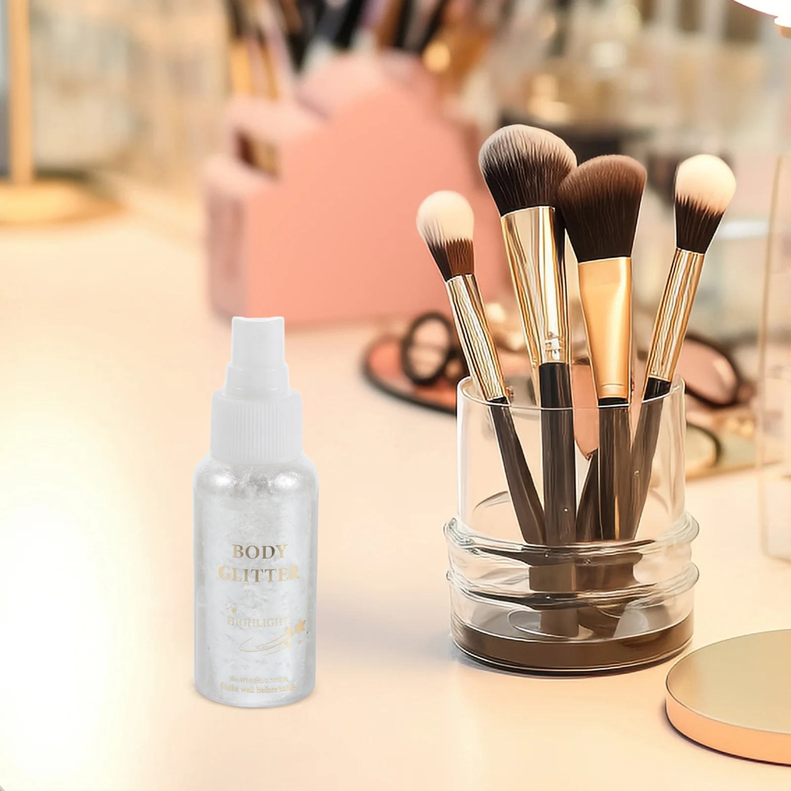 بخاخ الجسم اللامع باللون الفضي، بخاخ لامع خفيف الوزن لملابس شعر الوجه والحفلات والمهرجانات والمكياج يستخدم اللمعان #6