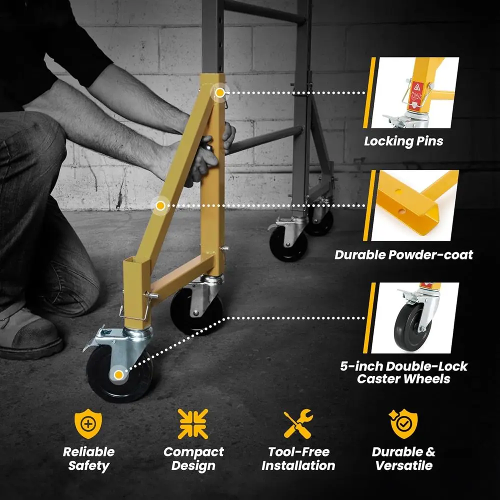 4 عبوات من أدوات سقالة، عجلات ملحقات سقالات على طراز بيكر، مقاس 14 بوصة