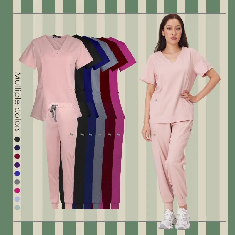

Surgical Uniforms Woman Scrub Set Medical Nurse Beauty Salon Workwear Clinical Scrubs Top Pants Spa Doctor Nursing Clinical Suit