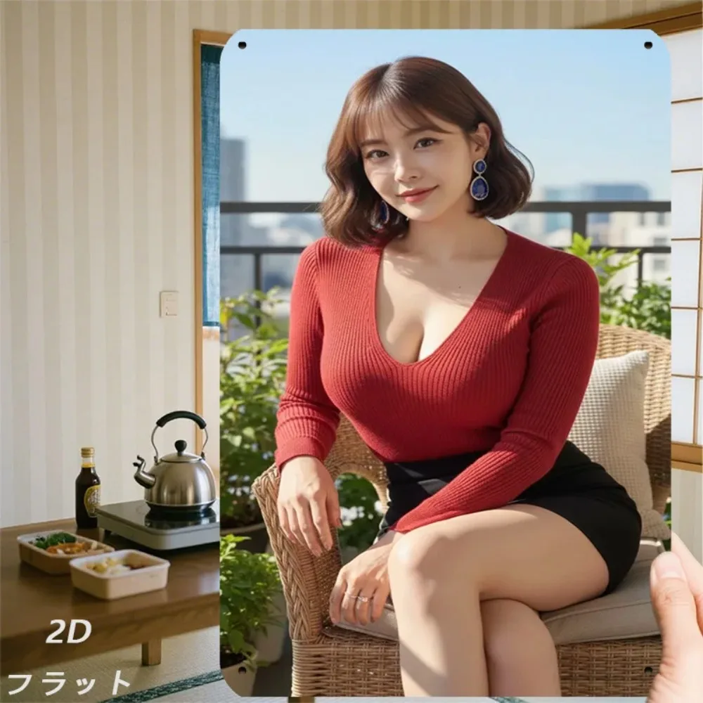 

Vintage Metal Wall Decor Retro Woman Portrait Art Sign for Living Room Bedroom Home