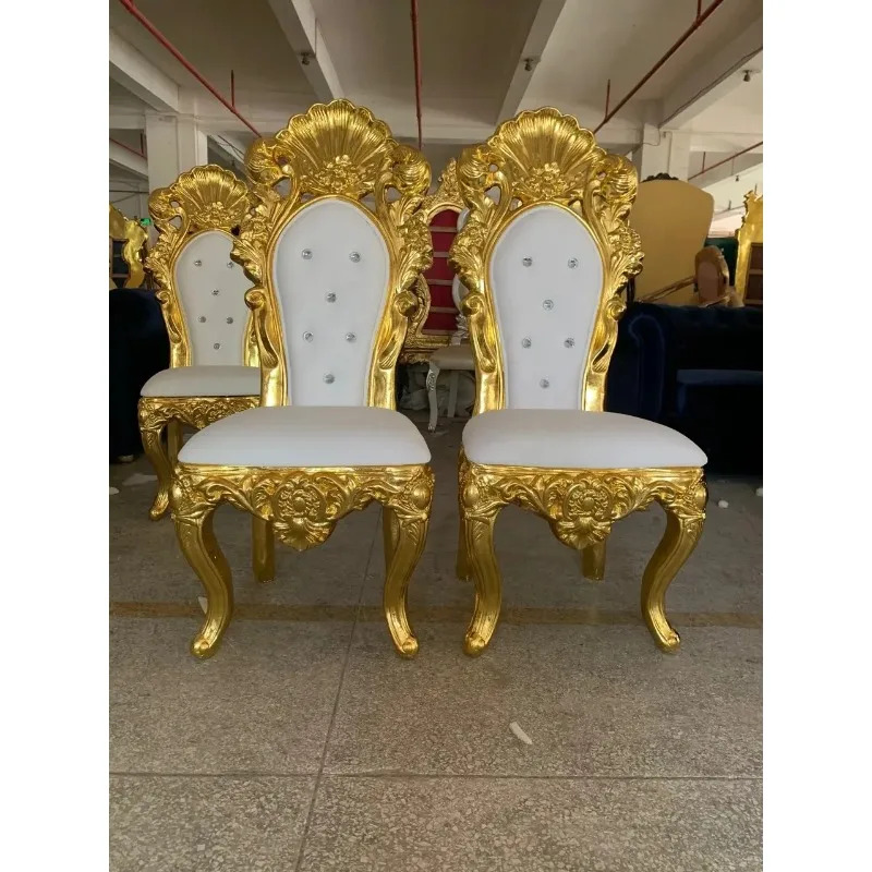 

Style Living Room Leather High Back Golden King Queen Throne Chair 2 Single Throne Chairs for Events Wedding Party