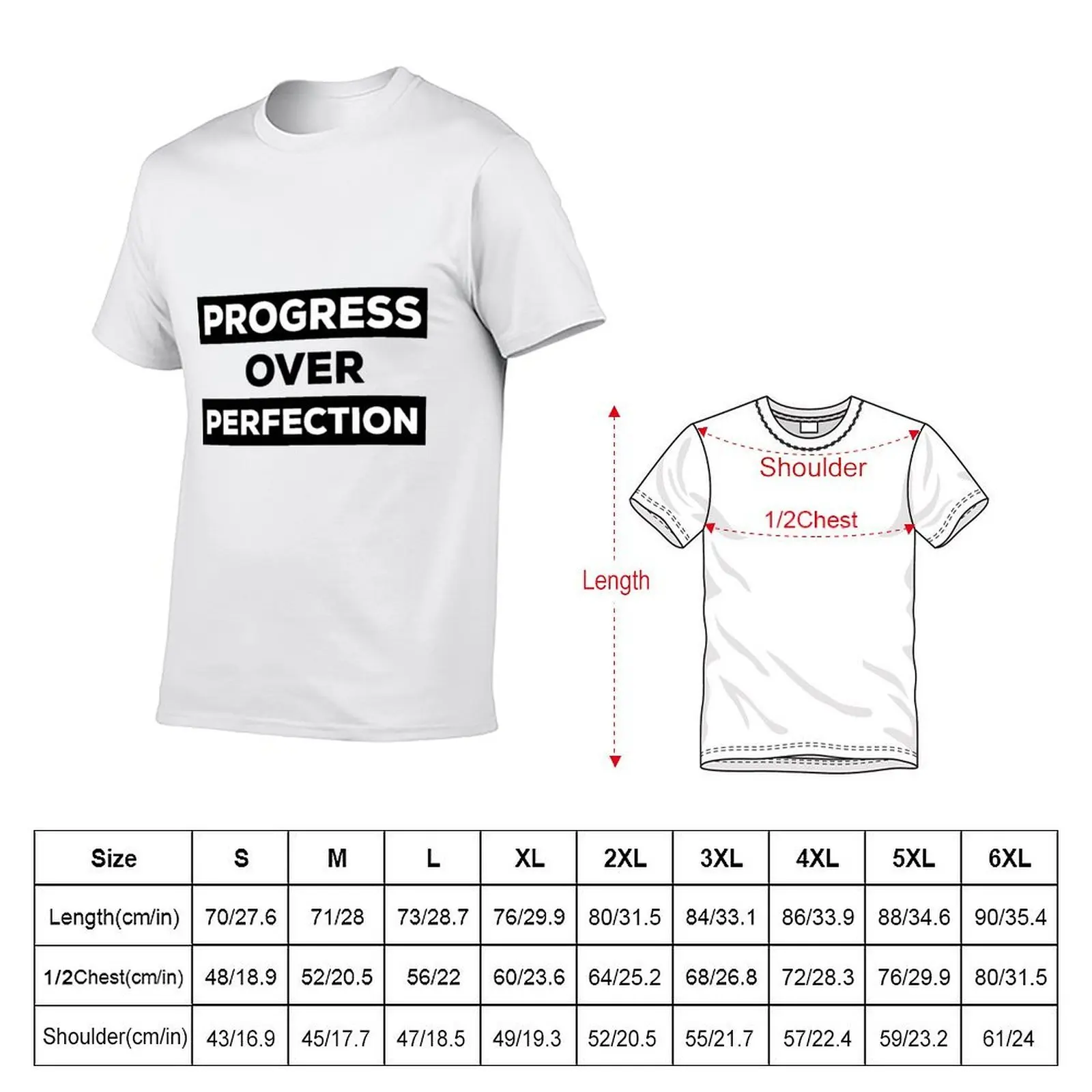 Progress over perfection T-Shirt oversizeds shirts graphic tee plain white t shirts men