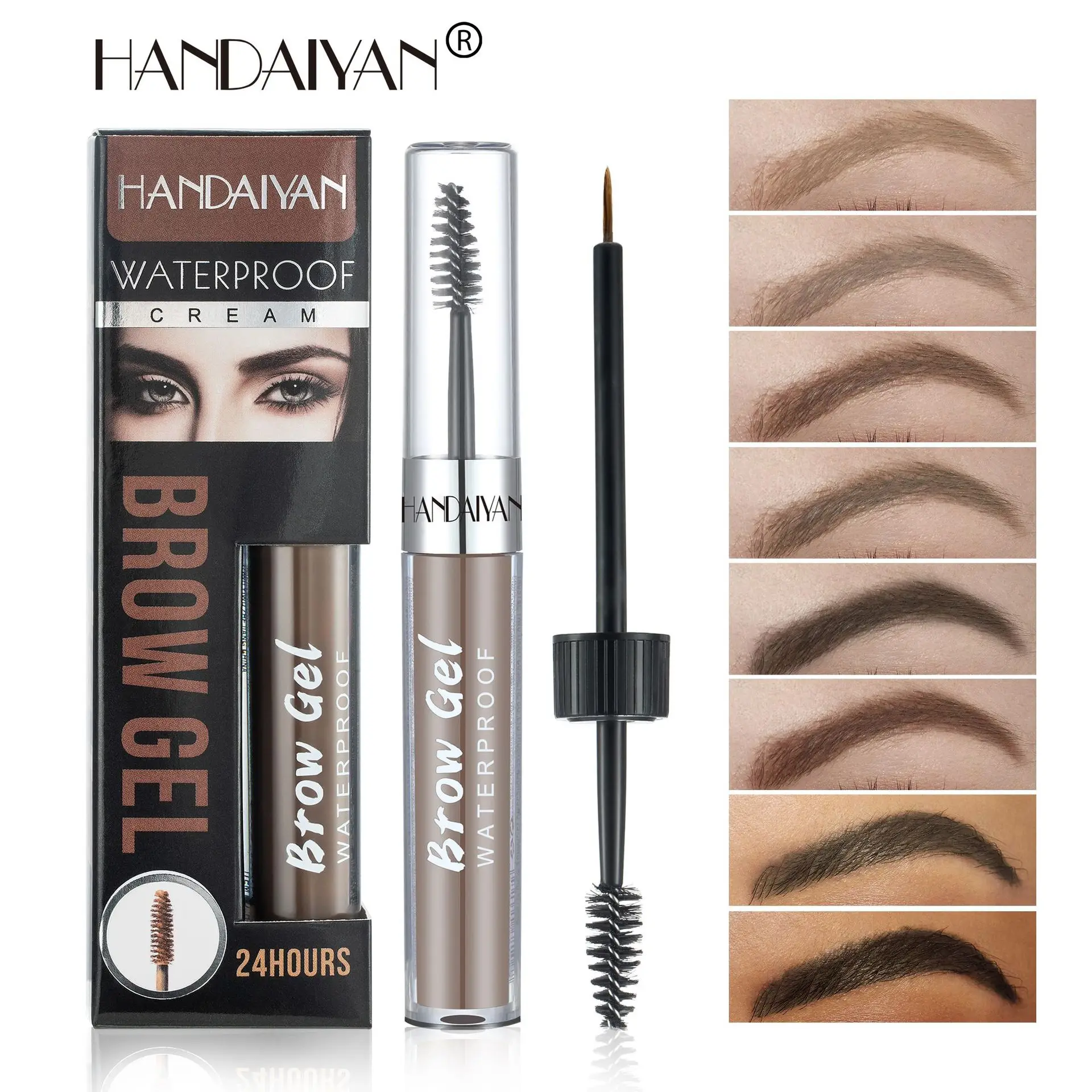 HANDAIYAN 8 color Liquid Brow pen Waterproof Brow Dye with Dual-Ended Applicator Brush