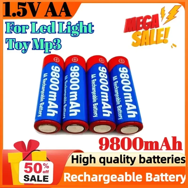

10~50pcs 9800mAh 1.5V AA Replace Battery for Led Light Toy Mp3 Rechargeable Battery