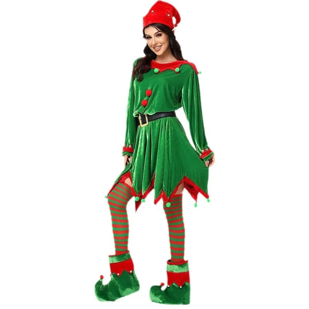 

Cute Elf Christmas Dress Adult Female Ear Green Dress Party Parent-child Dress Cosplay