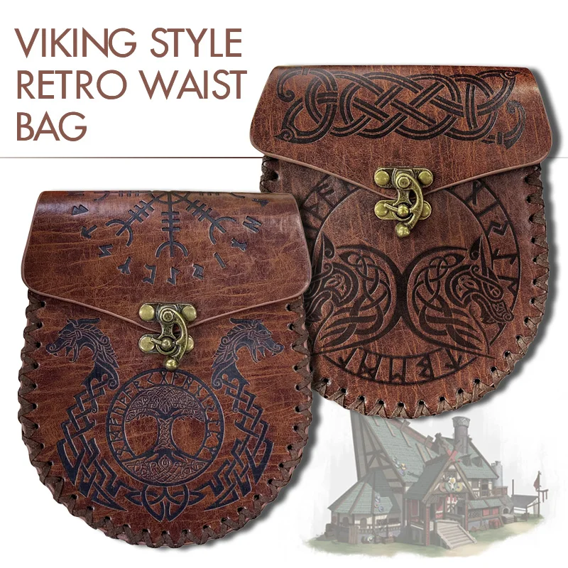 Men Medieval Retro Money Pouch Pu Leather Bag Cosplay Prop Hangable Belt Waist Bag Unisex Coin Purse Dice Bag Party Accessories