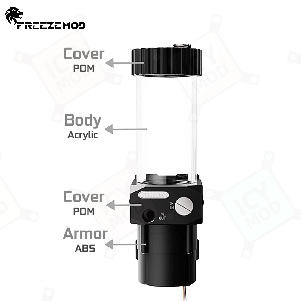 FREEZEMOD Цельный насос Резервуар для воды Водяное охлаждение Резервуар AIO OD 60 мм 12 В/24 В 260 мм/310 мм/360 мм Акриловая коробка ПК MOD PUB-SR1000