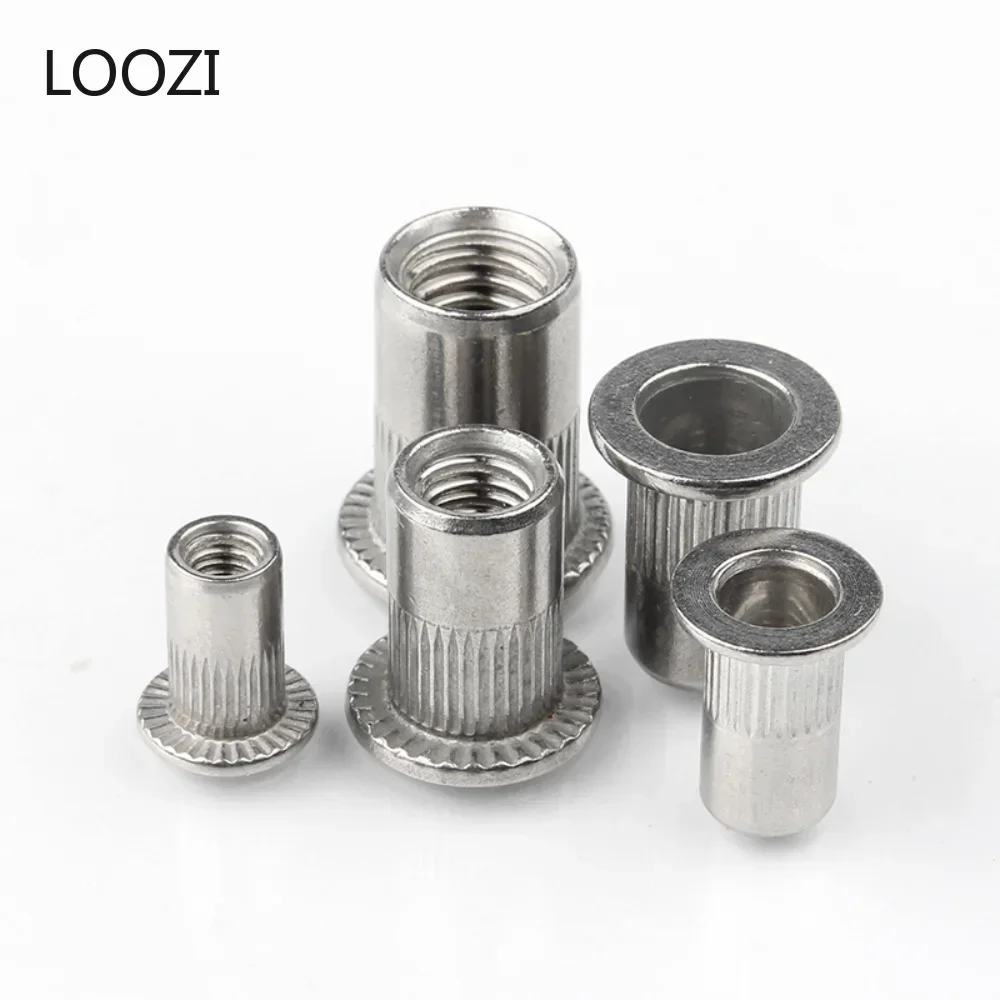 M3 M4 M5 M6 M8 M10 304 Stainless Steel Rivnut Flat Head Threaded Nut Vertical Stripe Rivets Insert Nutsert Cap Rivet Nuts