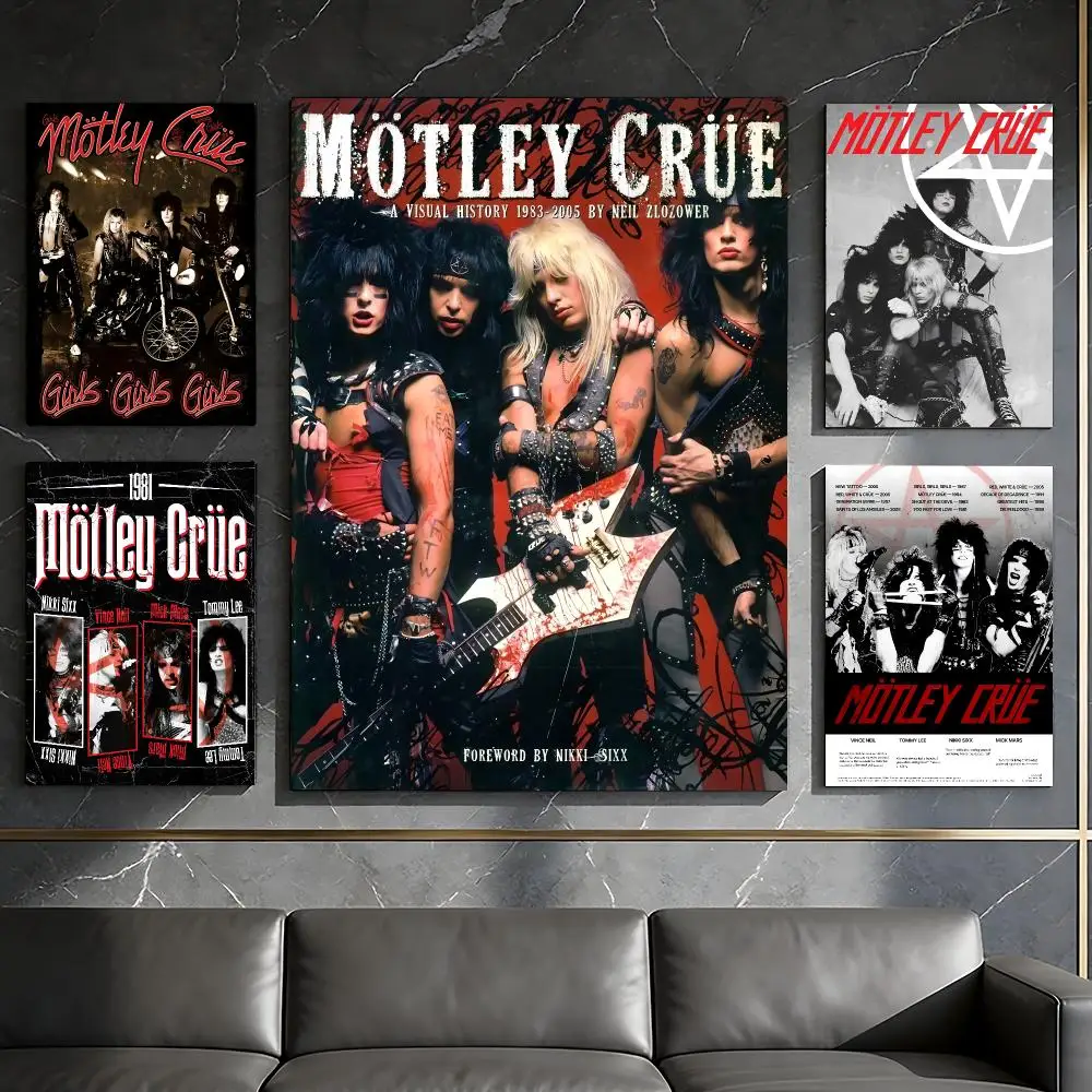 Band M-Motley C-crue Poster Waterproof Peel & Stick Wall Sticker Self Adhesive Art Decor For Living Room Bedroom