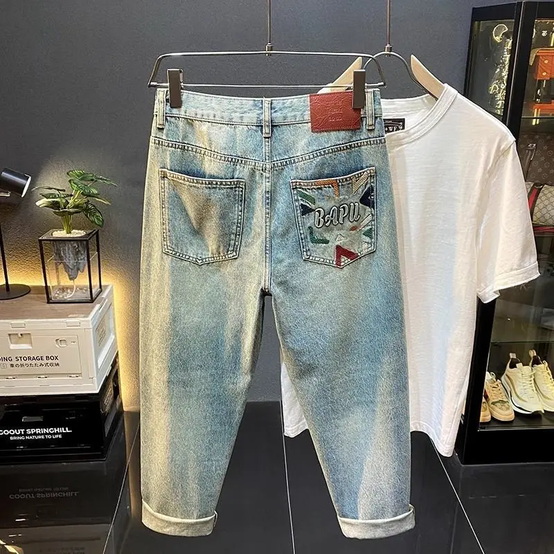 High-end Men's Jeans Straight Small Feet Spring Summer 2025 New Ruffian Handsome Harlan Casual Pants Cargo Jeans Streetwear Men