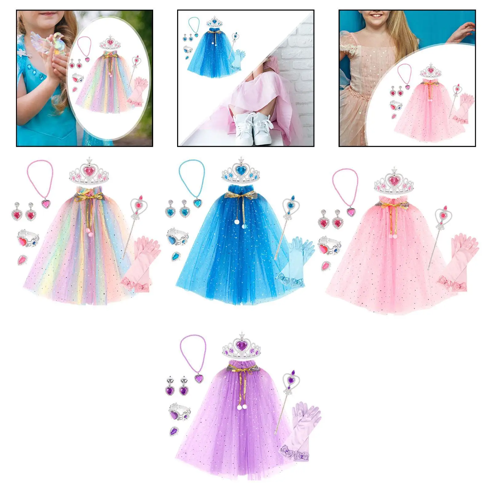 

Princess Dress up for Girls Earring Necklace Bangle Princess Cosplay Princess