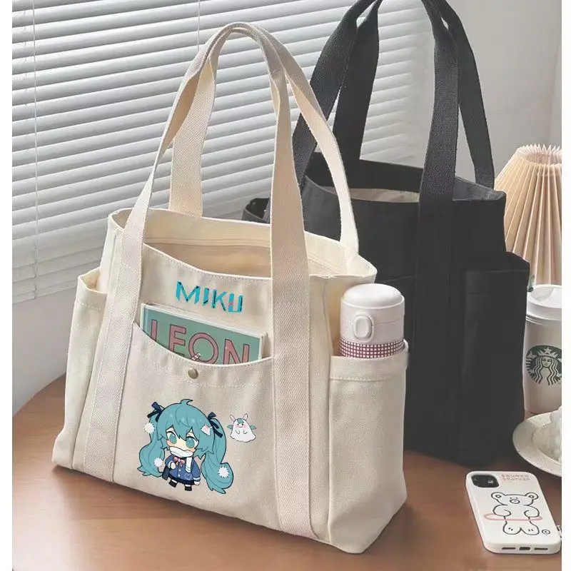 Hatsune Miku peripheral anime tote bag miku student men and women large capacity canvas shoulder bag tutorial bag festival gift