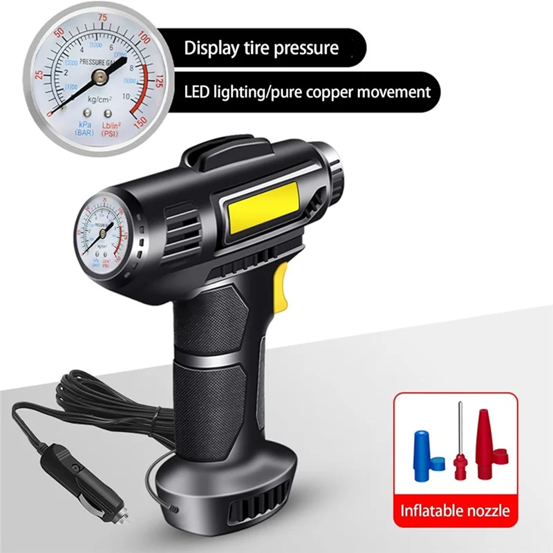 A65p-gonfiador de pneus compressor de ar portátil bomba de pneu de carro com medidor de pressão 150psi bomba de ar portátil para carro bicicleta esporte bola