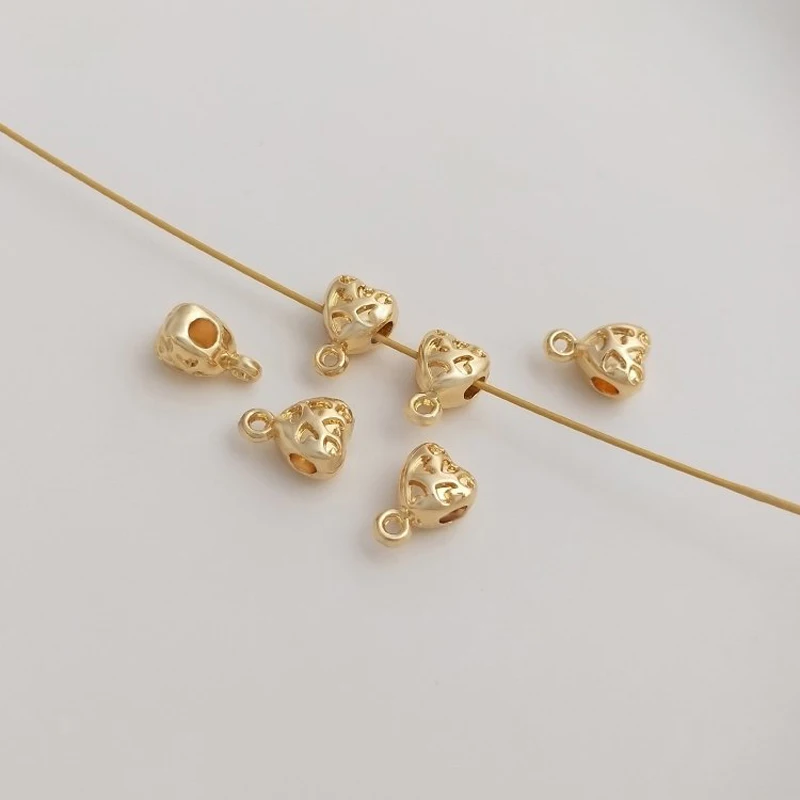 15PCS 14K Gold Filled 8.8*6.2mm Love Separated Beads DIY Handmade Jewelry Accessories with Rings Separated Beads Material