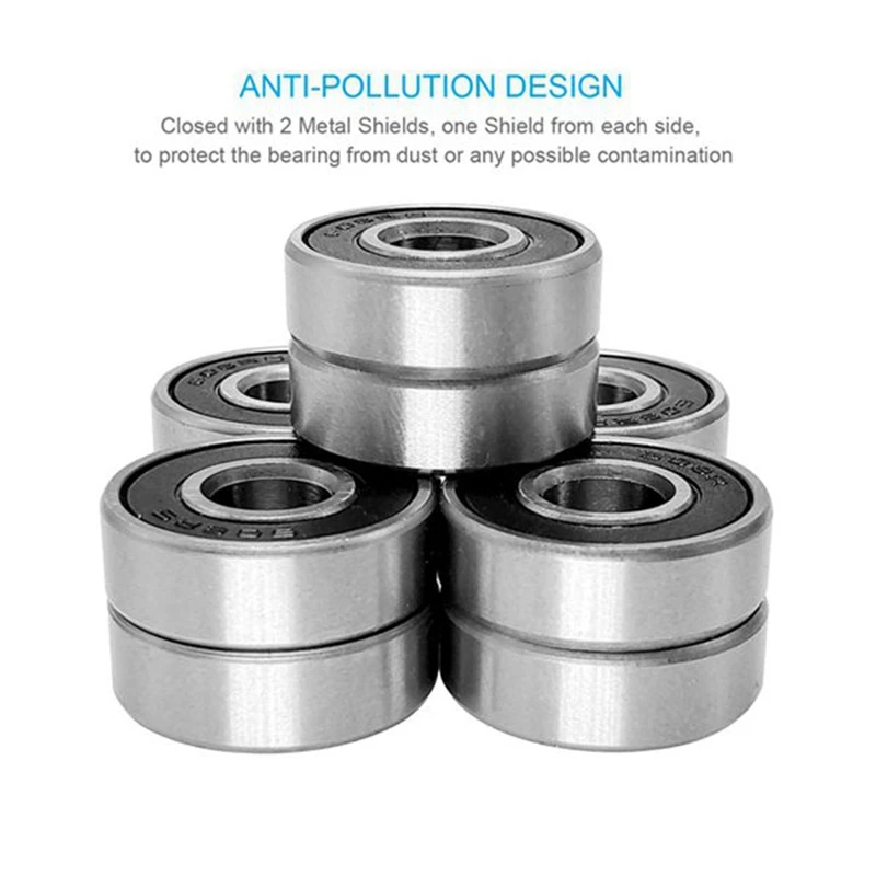 100Pcs/Set 608RS Ball Bearing ABEC-5 8X22X7 Mm Deep Groove Carbon Steel Sealed Ball Bearings