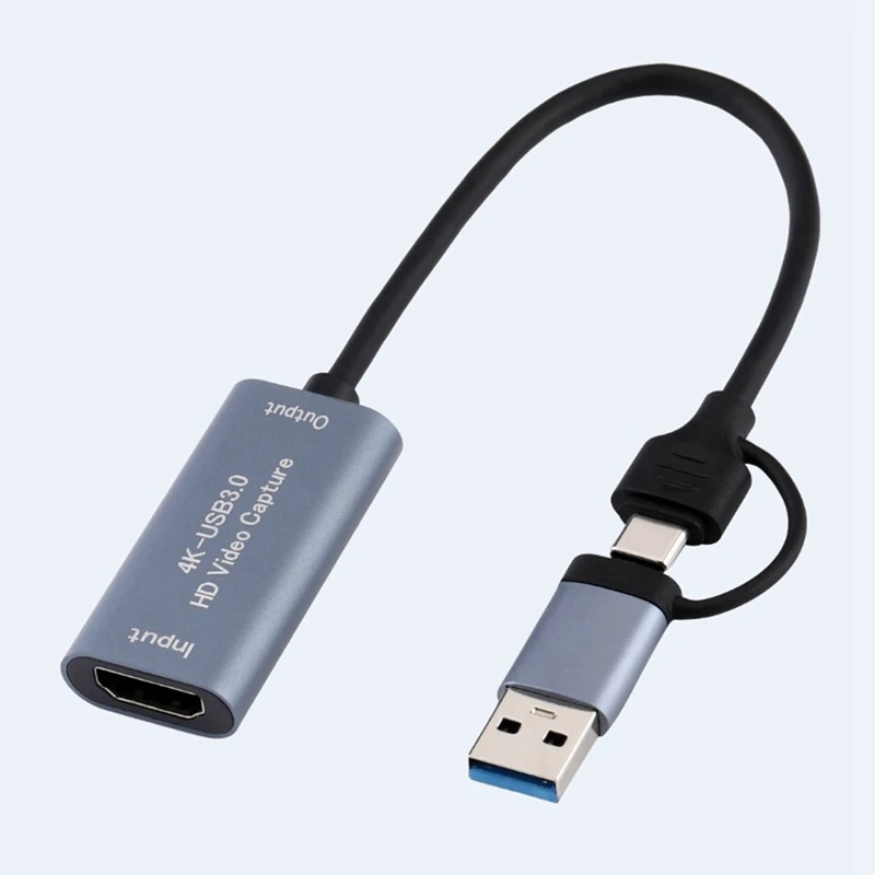 Tarjeta de captura de vídeo USB3.0, tarjeta grabadora de videojuegos 4K, Compatible con USB tipo C para transmisión en vivo de juegos