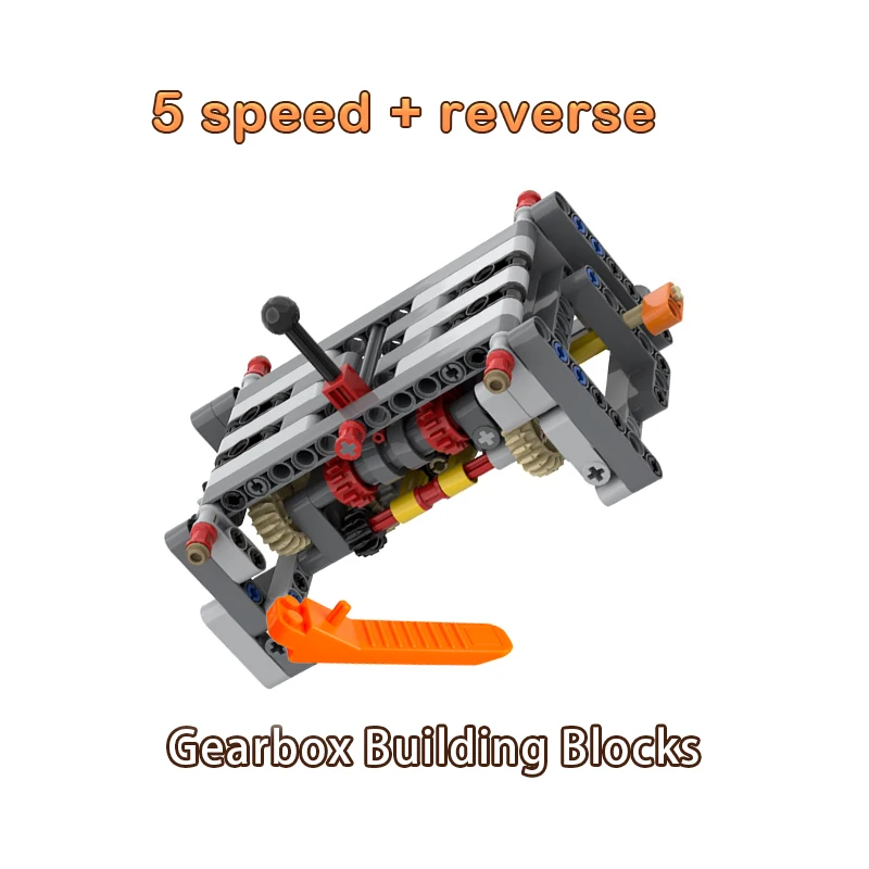 

6-speed Gearbox Building Blocks 5 Speed + Reverse Small Particle Kit MOC Technical Compatible Bricks Differential Gears DIY Toys