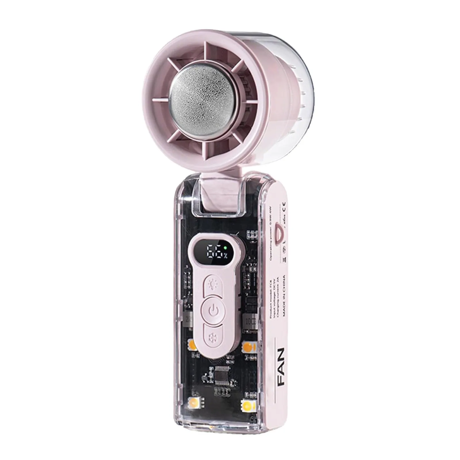LED Display Foldable Personal Cooling Fan for Home Office High Speed Turbo Fan with LED Light Rechargeable Portable Handheld Fan