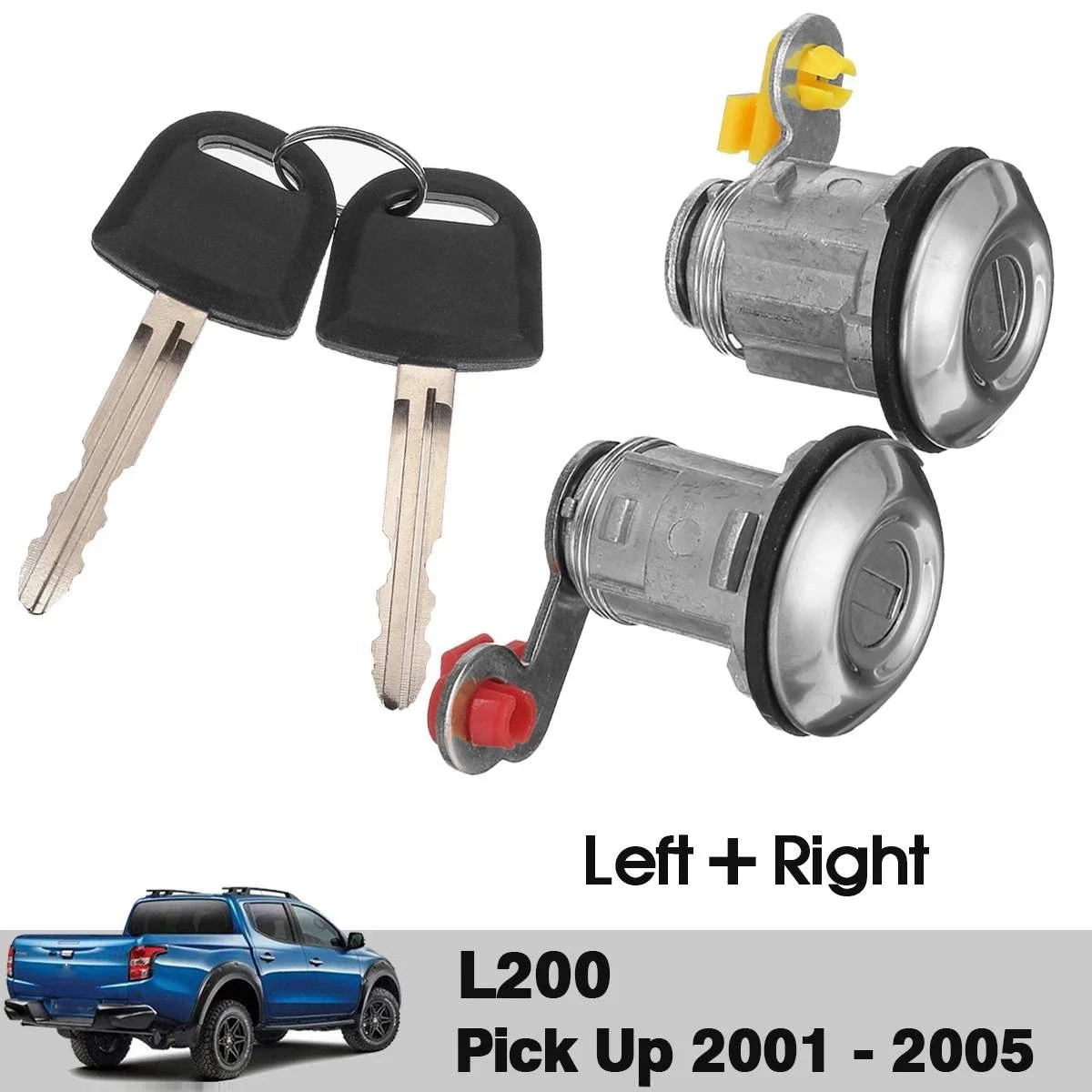 AEA7-1 Set Front Left Right Door Lock Barrel & Keys For Mitsubishi L200 Pick Up 2001 2002 2003 2004 2005