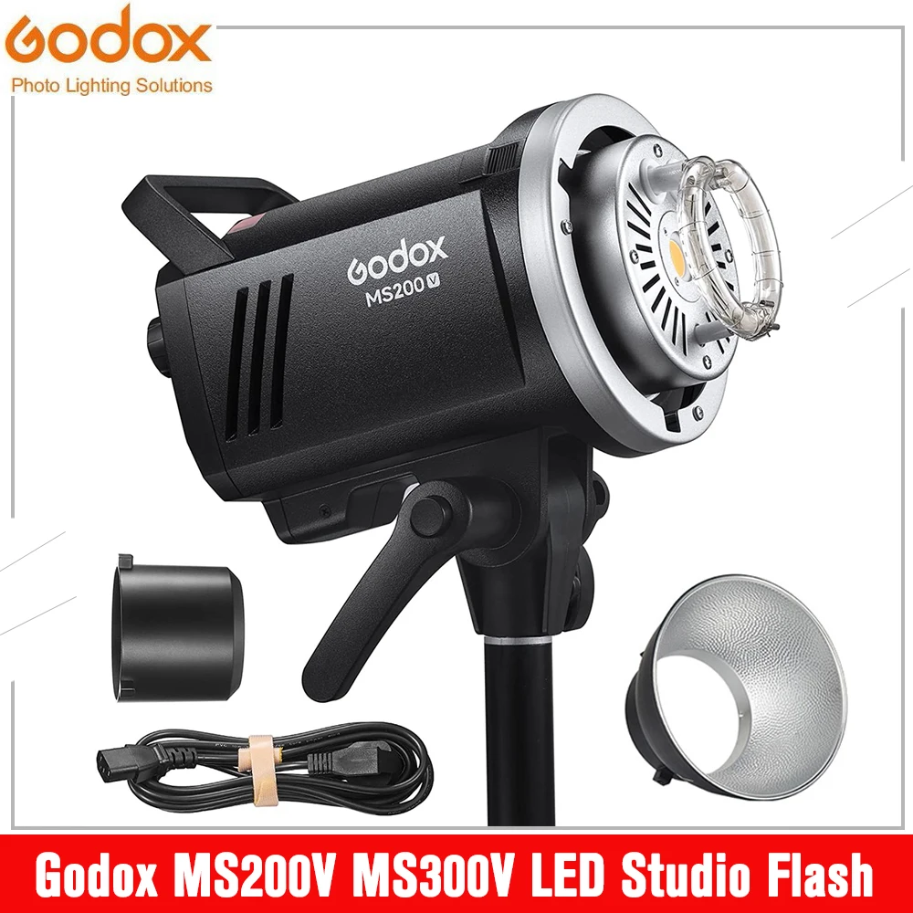 Godox MS300V 300Ws MS200V 200Ws LED Studio Flash 2.4G Wireless Receiver Lightweight Compact Bowens Mount LED Modeling Lamp