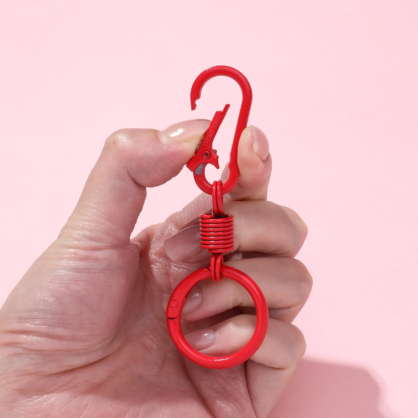 3pcs/Lot 30*85mm Alloy Candy Color Spring Keychain With Holder Carabiner Buckle for DIY Gifts Jewelry Bag Charm Accessories - view 6